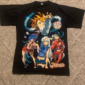 The Seven 7 Deadly Sins Anime Graphic Black T-Shirt Tee Size Medium 20x28